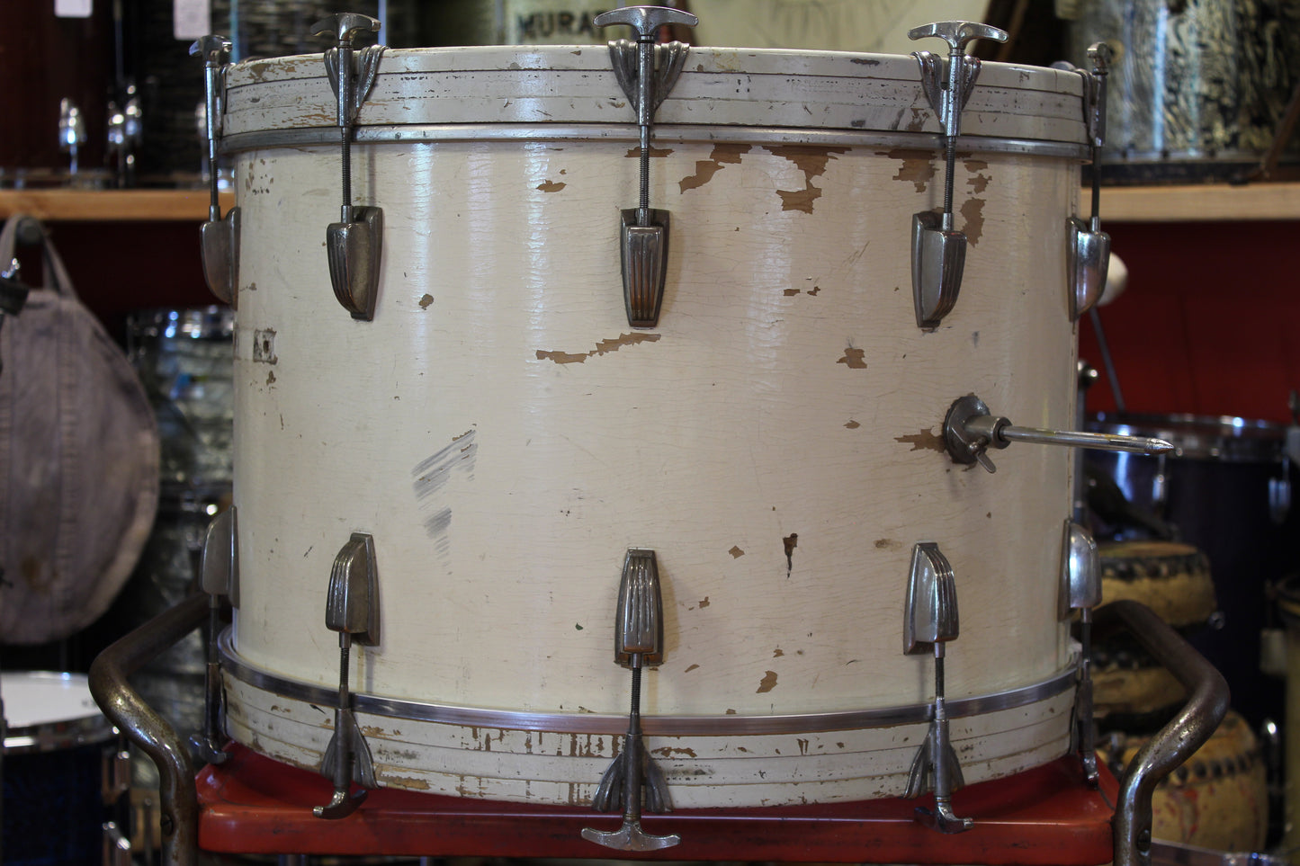 1960's Ludwig Drum kit in White Duco 14x22 14x14 8x12
