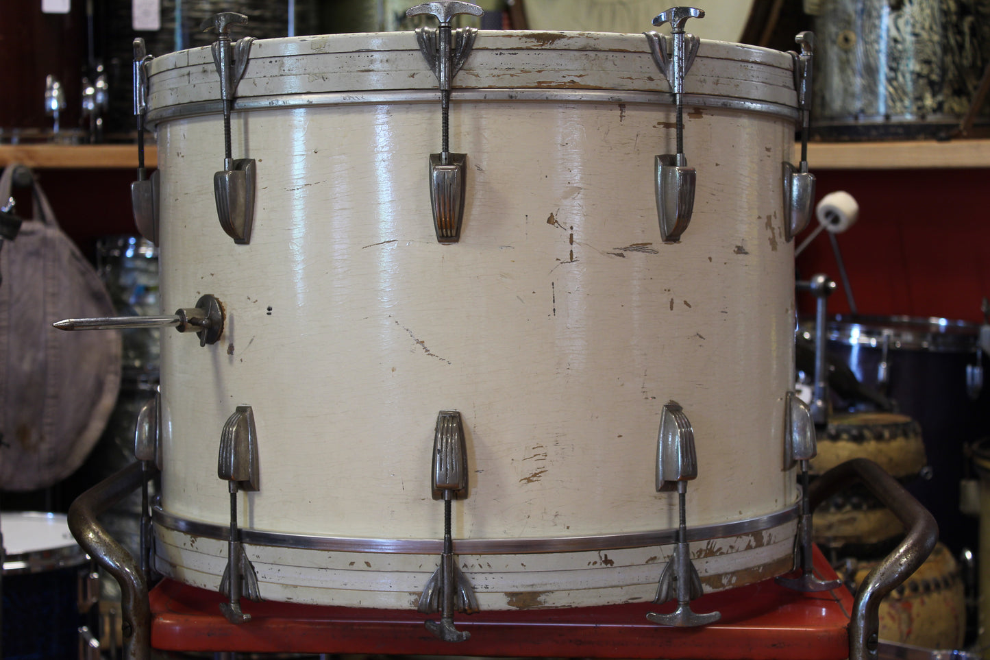 1960's Ludwig Drum kit in White Duco 14x22 14x14 8x12