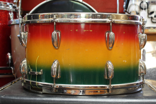 1950's Slingerland 8"x15" Concert King Snare Drum in Red/Yellow/Green Duco