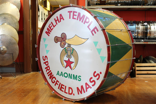 1920's George Stone 20"x38" Single Tension Bass drum in Red, Yellow, and Green