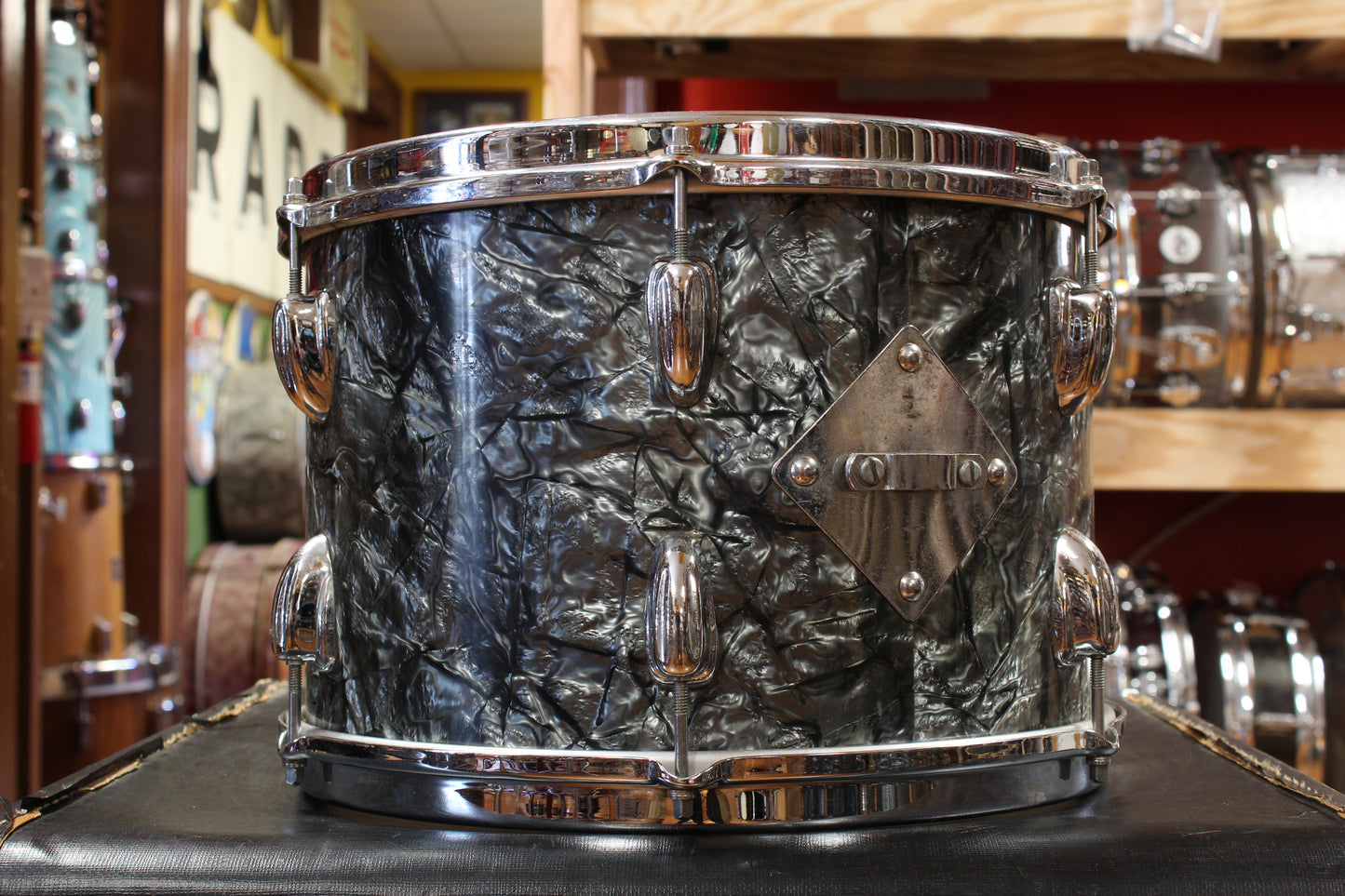 1960s Slingerland Gene Krupa Deluxe Outfit in Black Diamond Pearl 14x20 9x13 16x16