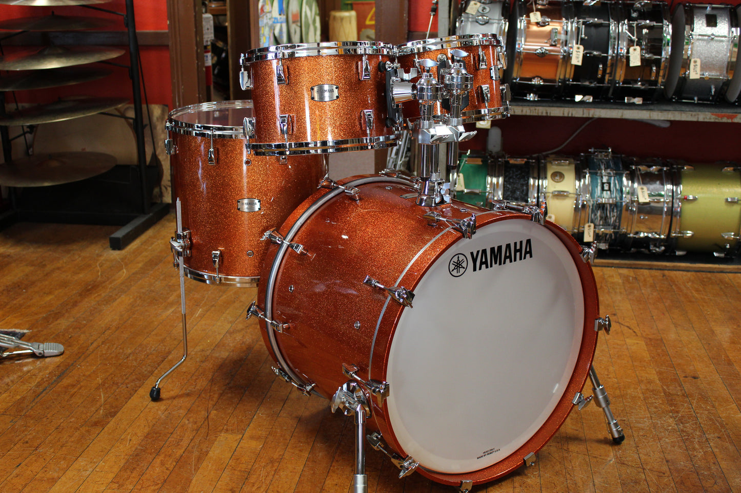 Yamaha Absolute Hybrid Maple 4-piece Shell Pack 22/16/12/10 - Orange Sparkle