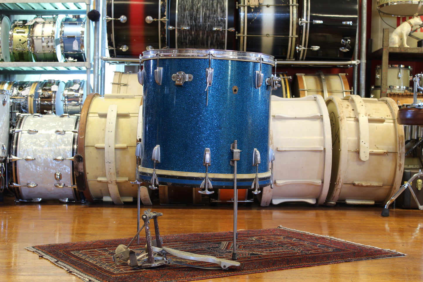 1950s WFL 18"x20" Compacto Drum in Blue Flash Pearl