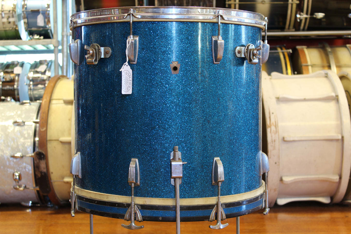 1950s WFL 18"x20" Compacto Drum in Blue Flash Pearl