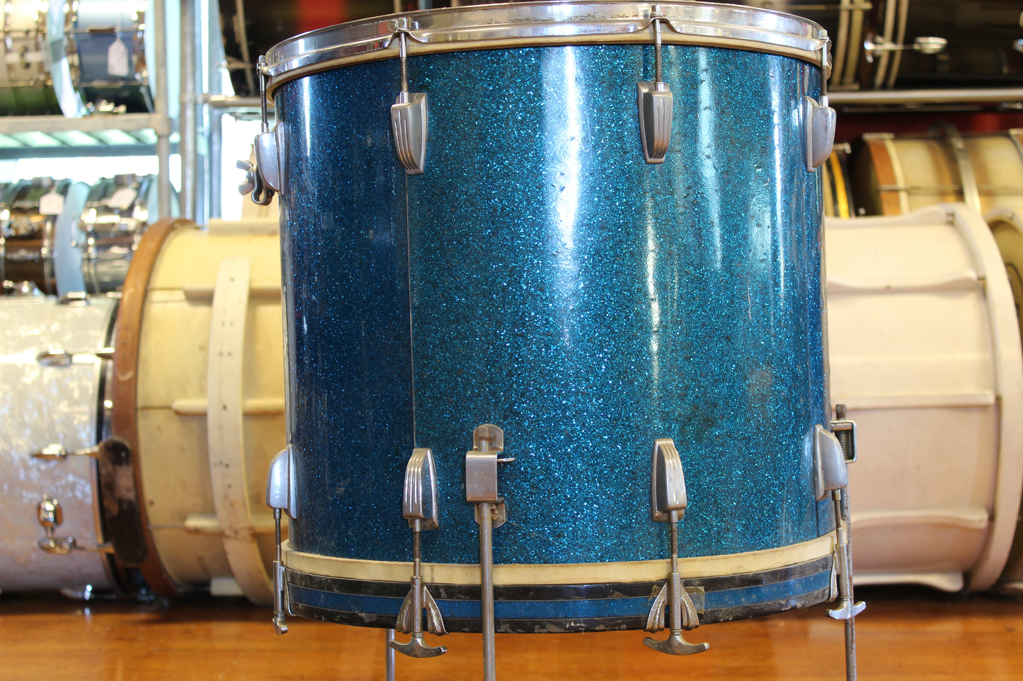 1950s WFL 18"x20" Compacto Drum in Blue Flash Pearl
