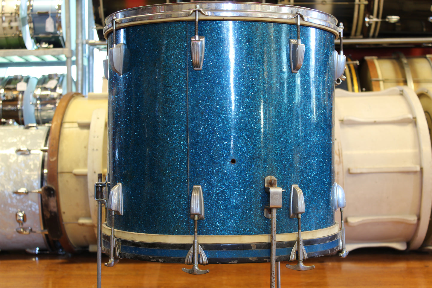 1950s WFL 18"x20" Compacto Drum in Blue Flash Pearl