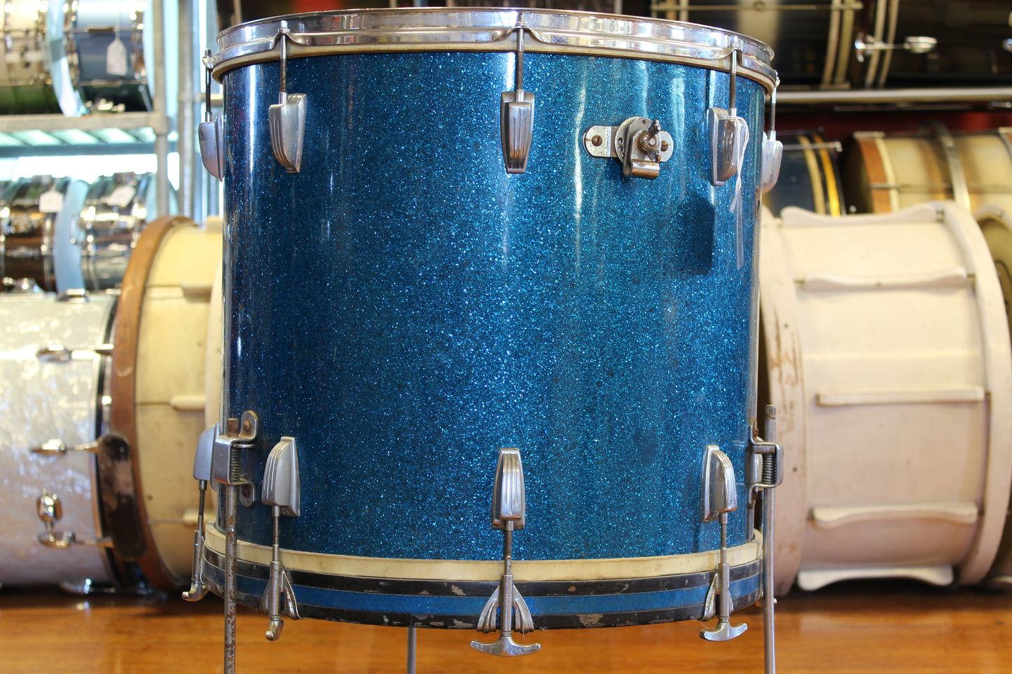 1950s WFL 18"x20" Compacto Drum in Blue Flash Pearl
