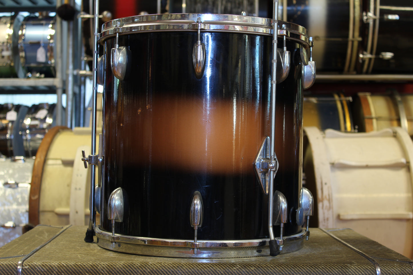 1960s Gretsch Round Badge in Black & Gold Duco 14x20 16x16 5.5x14 8x12