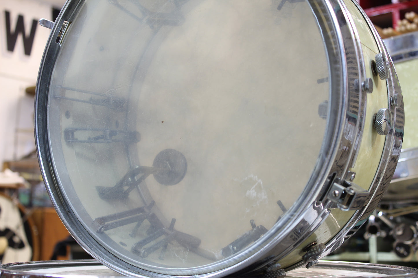 1950's Leedy & Ludwig Knob Tension Project 14x22 16x16 9x13 5.5x14 White Marine Pearl
