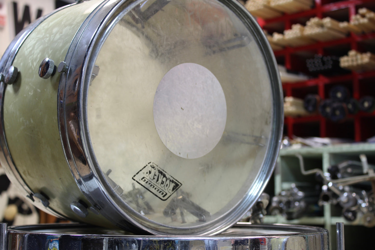 1950's Leedy & Ludwig Knob Tension Project 14x22 16x16 9x13 5.5x14 White Marine Pearl