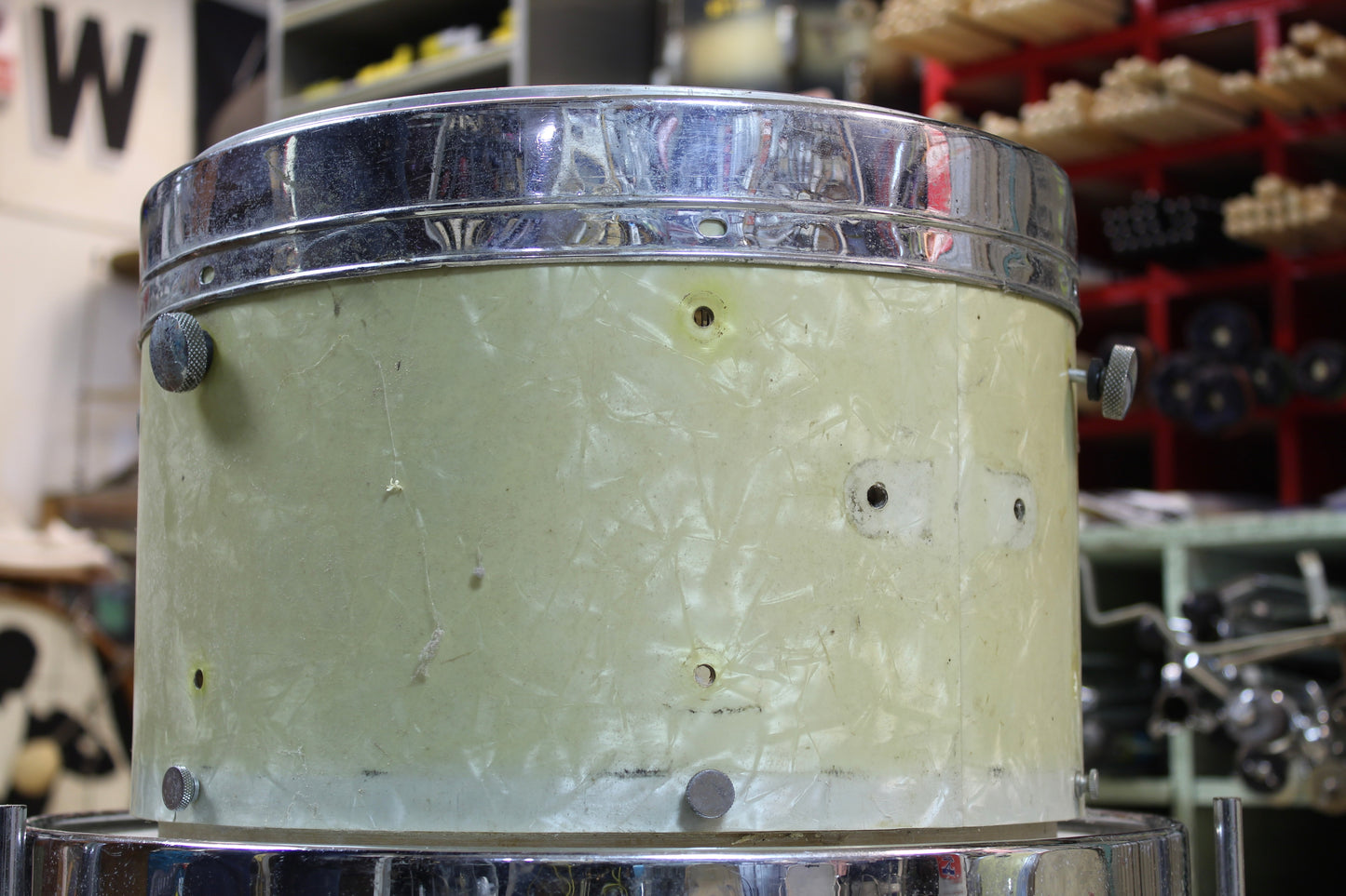 1950's Leedy & Ludwig 9"x13" Knob Tension Tom Tom in White Marine Pearl
