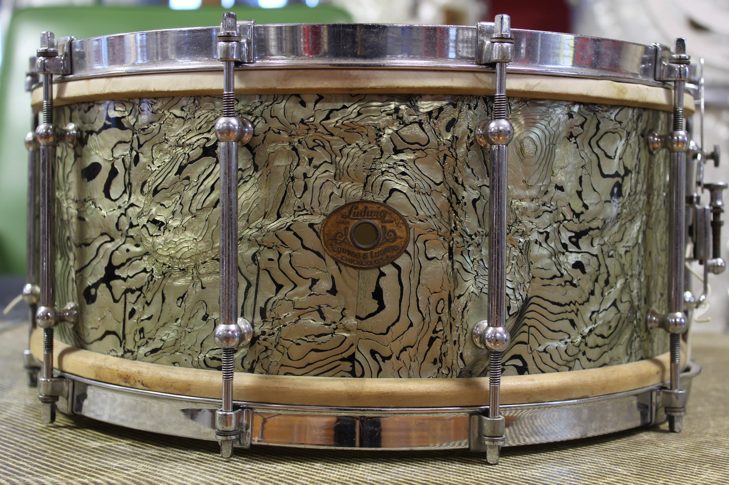 1935 Ludwig Abalone Pearl Outfit 14x28 6.5x14