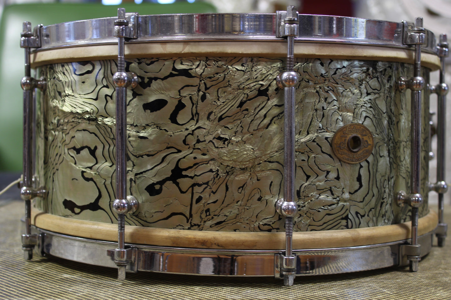 1935 Ludwig Abalone Pearl Outfit 14x28 6.5x14