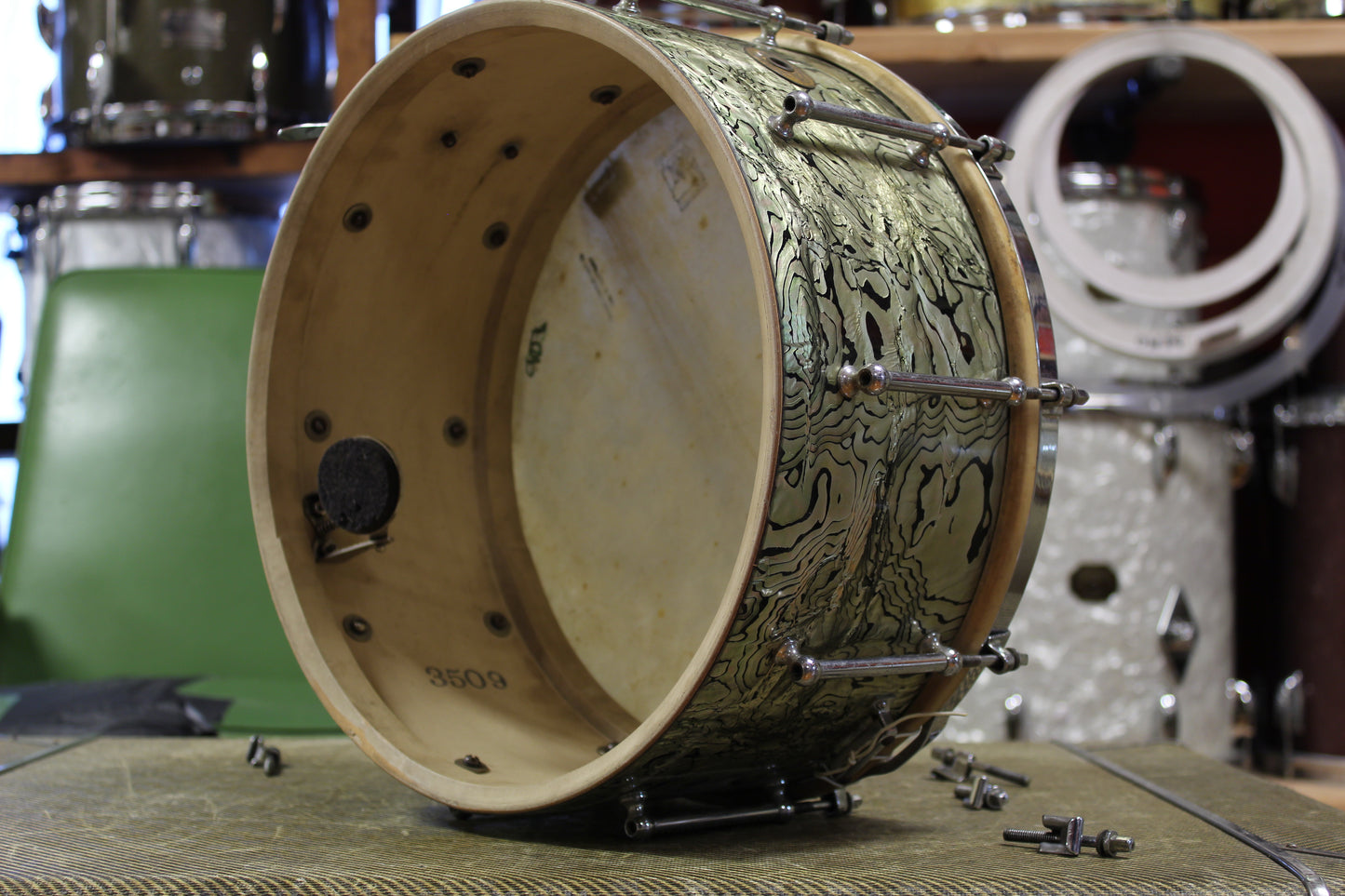 1935 Ludwig Abalone Pearl Outfit 14x28 6.5x14
