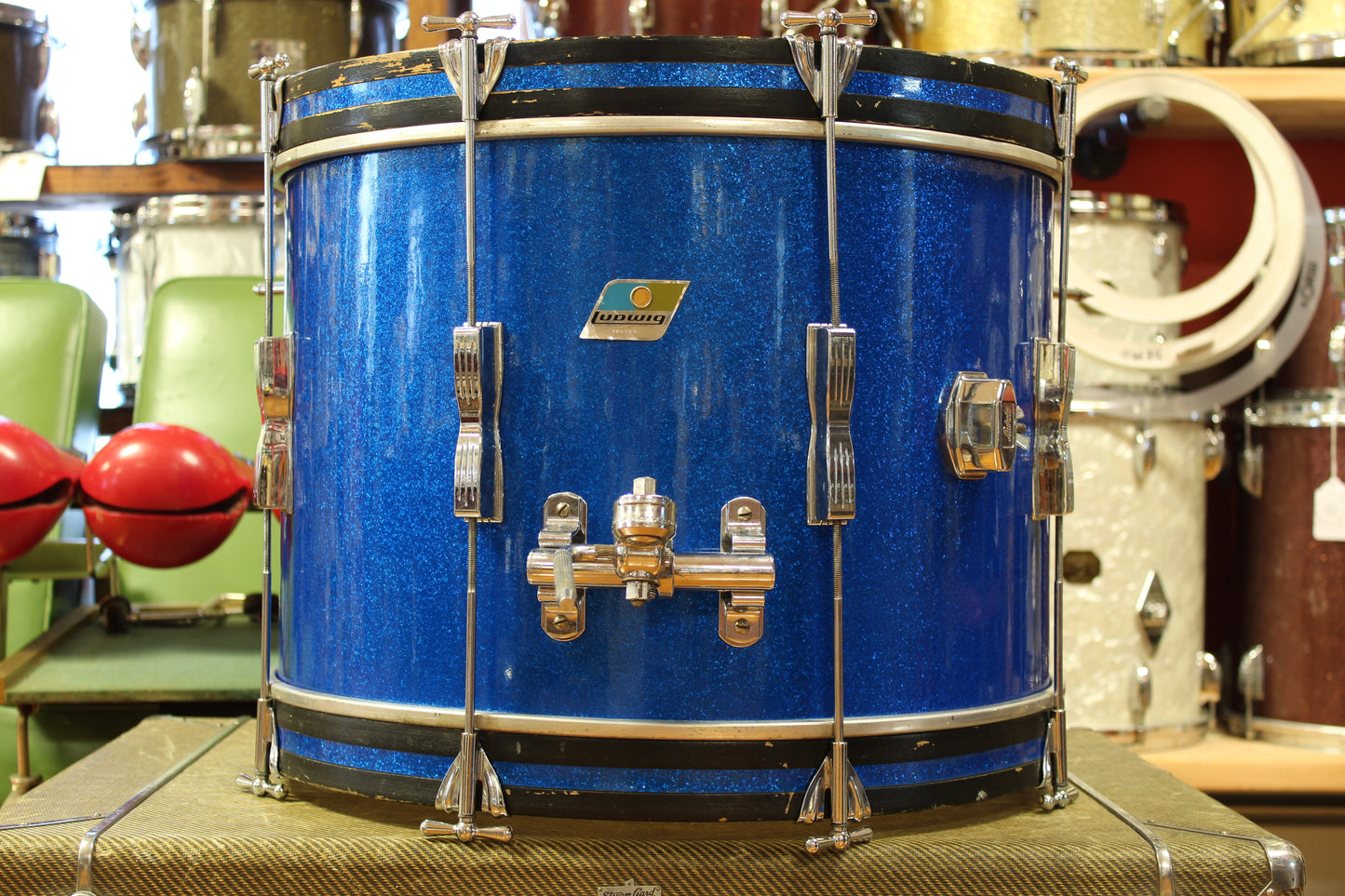 1969 Ludwig Club Date in Blue Sparkle 14x20 14x14 8x12