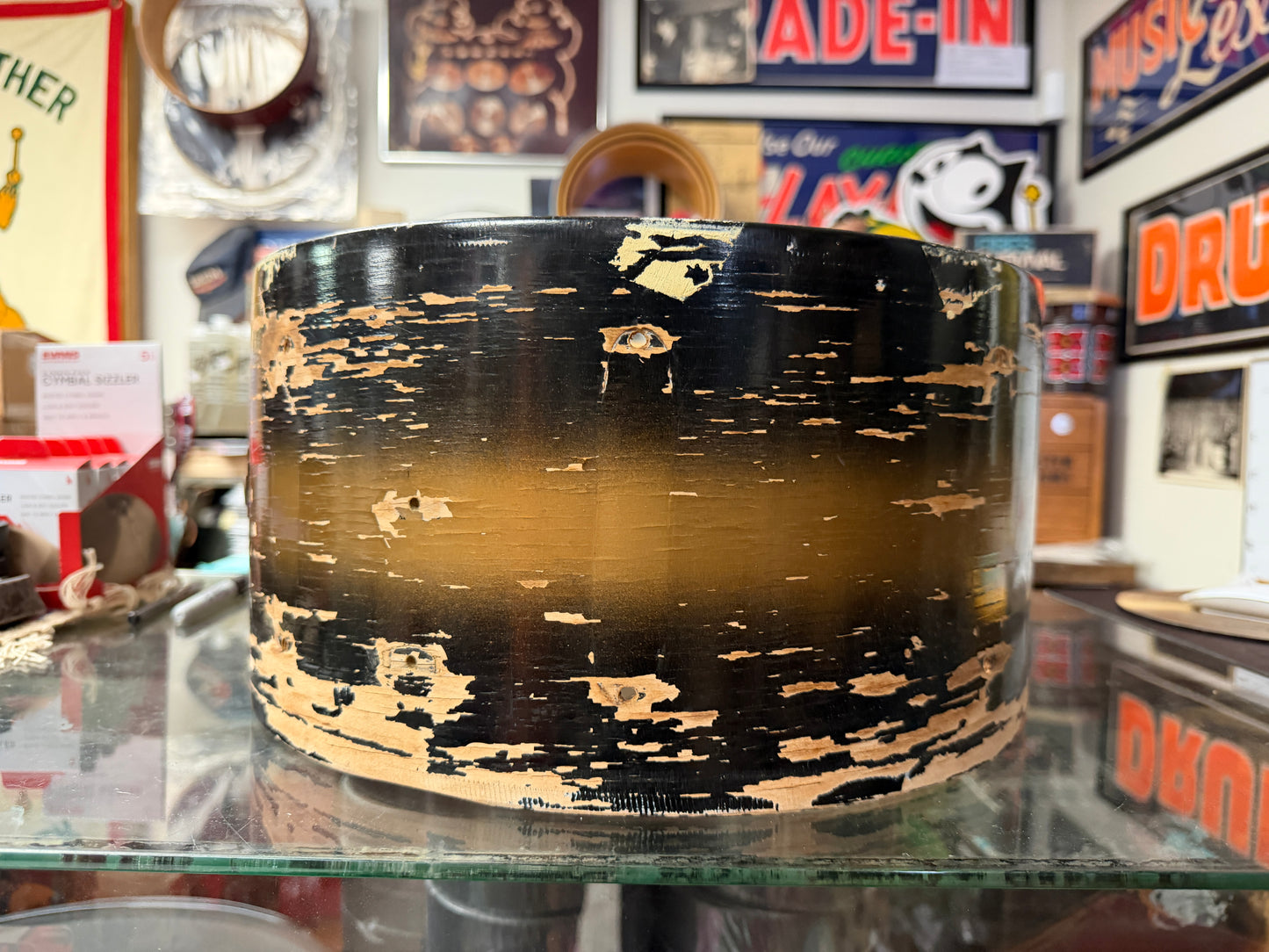 1940s WFL Snare Drum Shell 7"x14" Black & Gold Duco