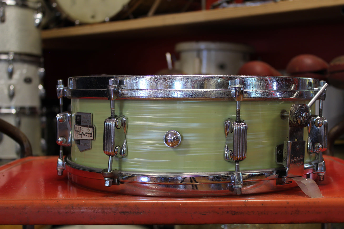 1960s Meazzi Hollwood 5x14 President Snare Drum in Green Ripple