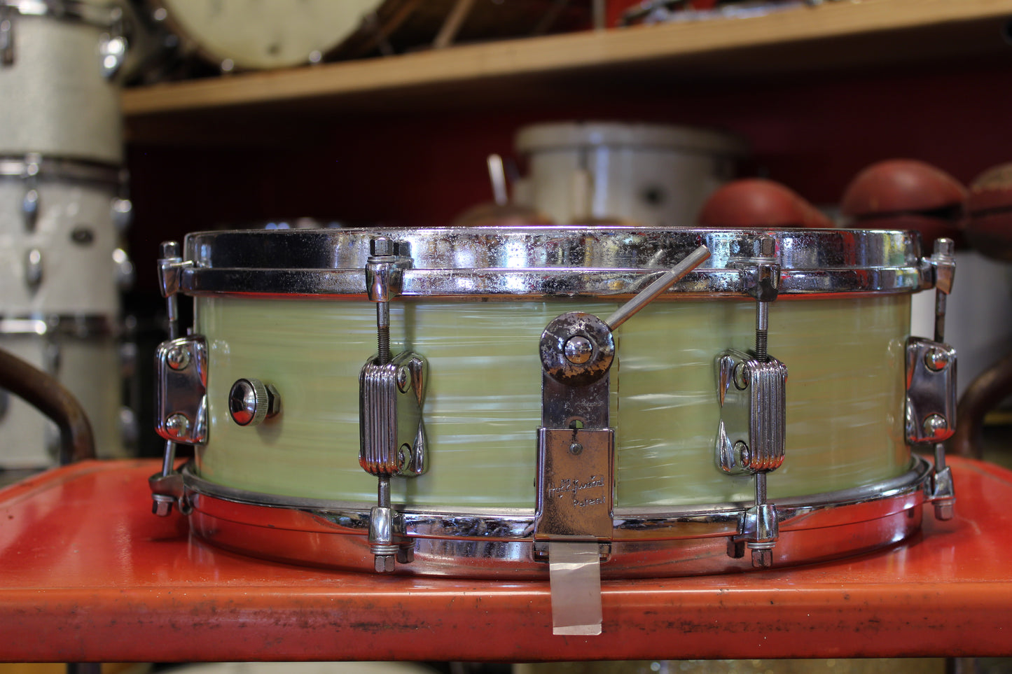 1960s Meazzi Hollwood 5x14 President Snare Drum in Green Ripple
