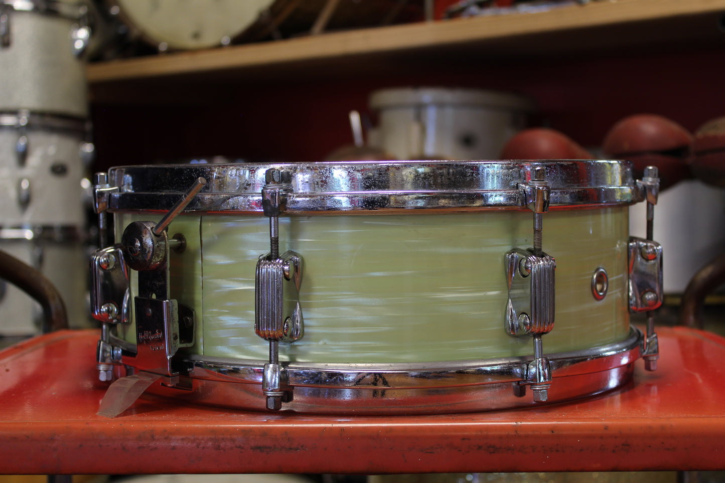 1960s Meazzi Hollwood 5x14 President Snare Drum in Green Ripple