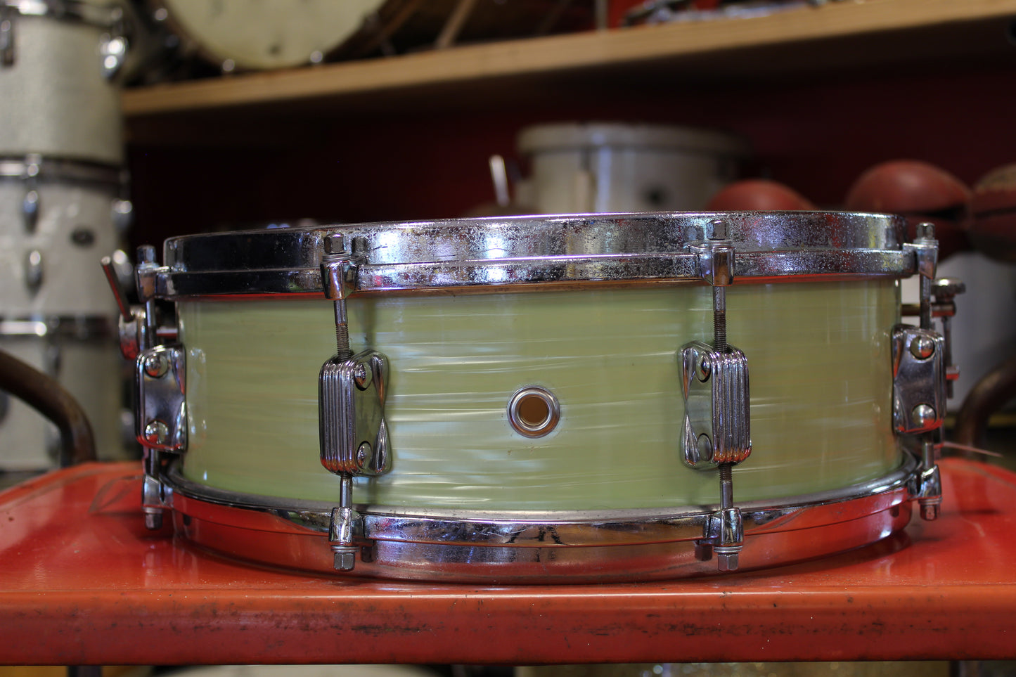 1960s Meazzi Hollwood 5x14 President Snare Drum in Green Ripple