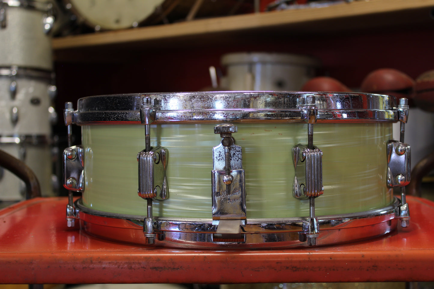 1960s Meazzi Hollwood 5x14 President Snare Drum in Green Ripple