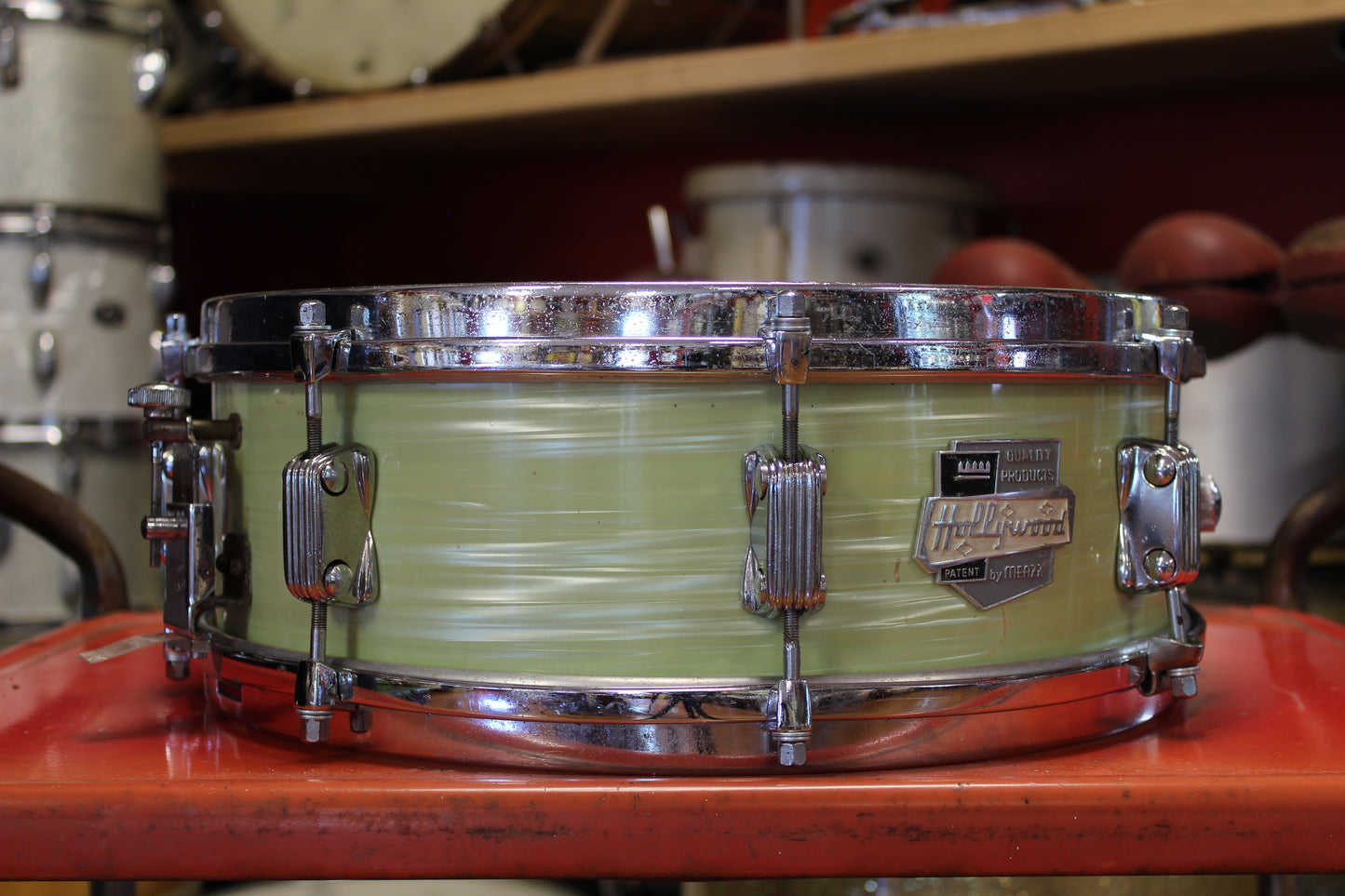 1960s Meazzi Hollwood 5x14 President Snare Drum in Green Ripple