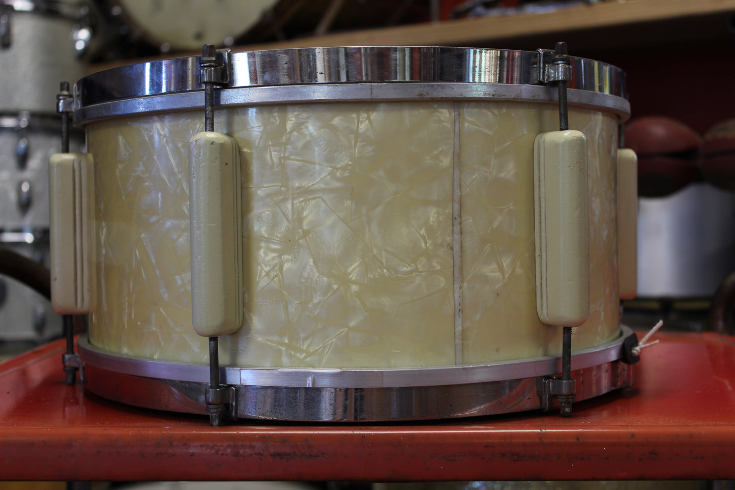 1944 Ludwig 6.5"x14" Victory Snare Drum in White Marine Pearl