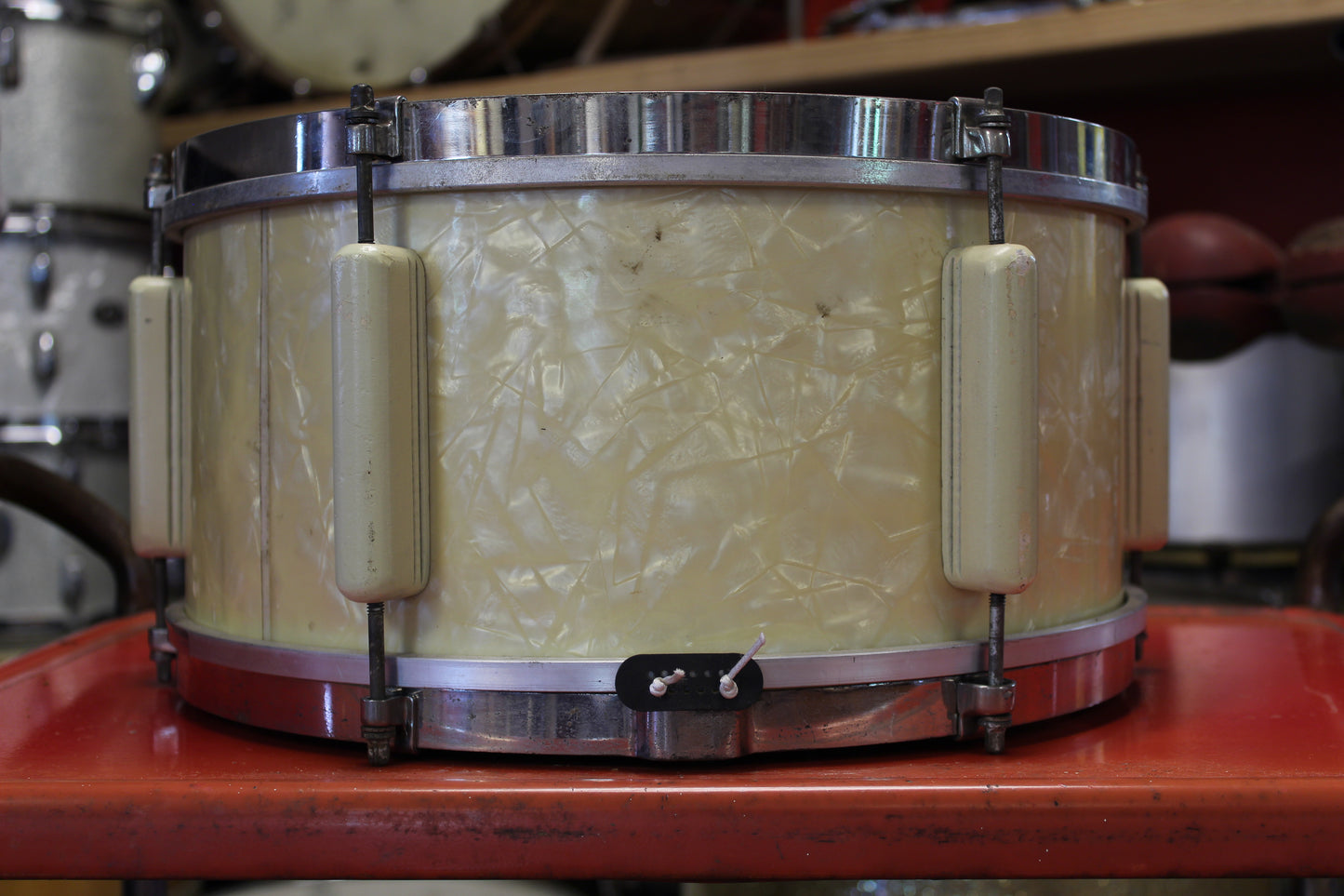 1944 Ludwig 6.5"x14" Victory Snare Drum in White Marine Pearl
