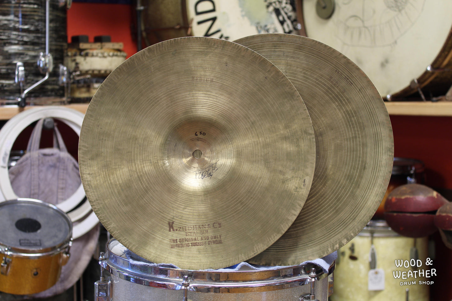 1950s K. Zildjian 13" Old Stamp IVa Hi-Hat Cymbals 650/660g
