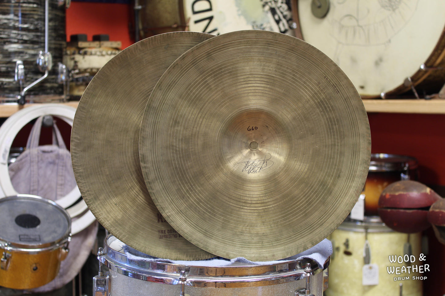 1950s K. Zildjian 13" Old Stamp IVa Hi-Hat Cymbals 650/660g