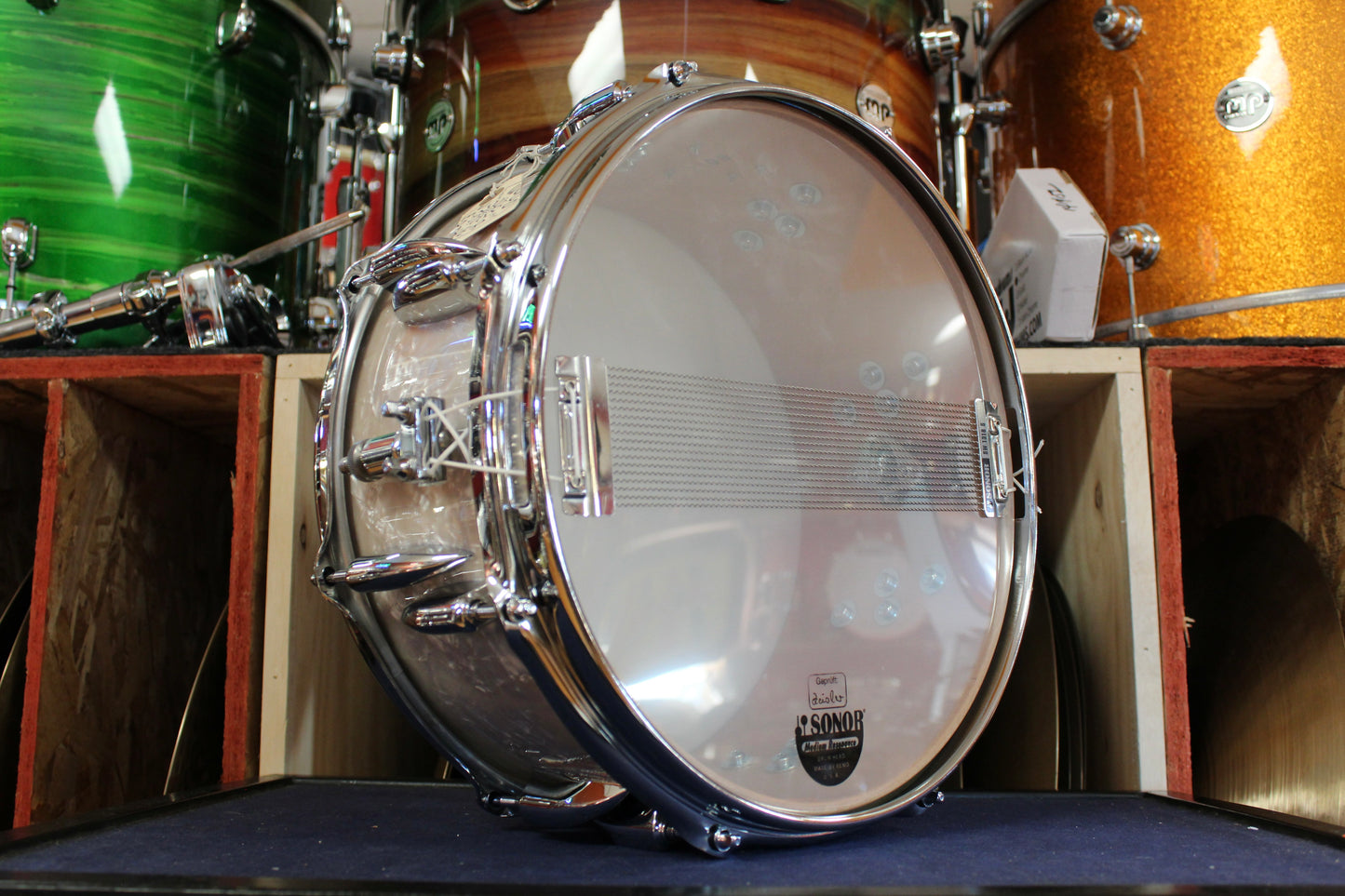 Sonor 6"x13" Vintage Series Beech Snare Drum in White Marine Pearl