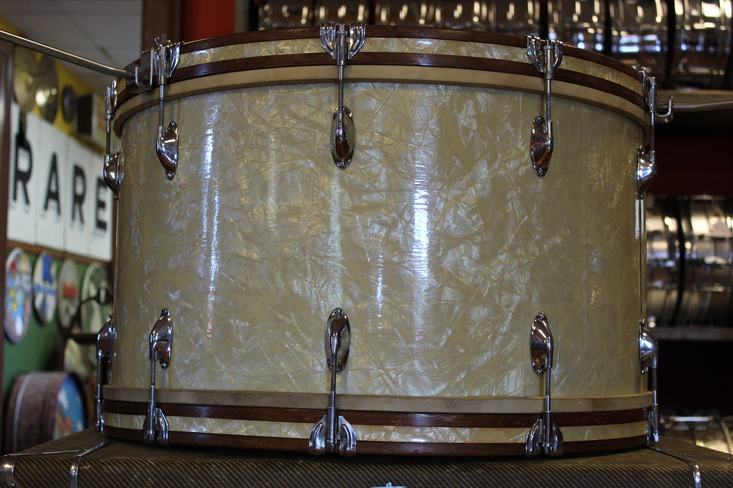 1940s WFL Classic Professional Outfit in White Marine Pearl 14x26 16x16 9x13 7x14