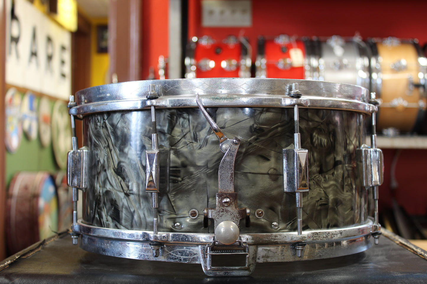 1937 Leedy 6.5x14 Broadway Parallel Snare Drum in Black Diamond Pearl
