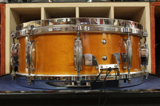 1970s Gretsch 5x14 Stop Sign Badge Snare Drum in Natural High Gloss Finish