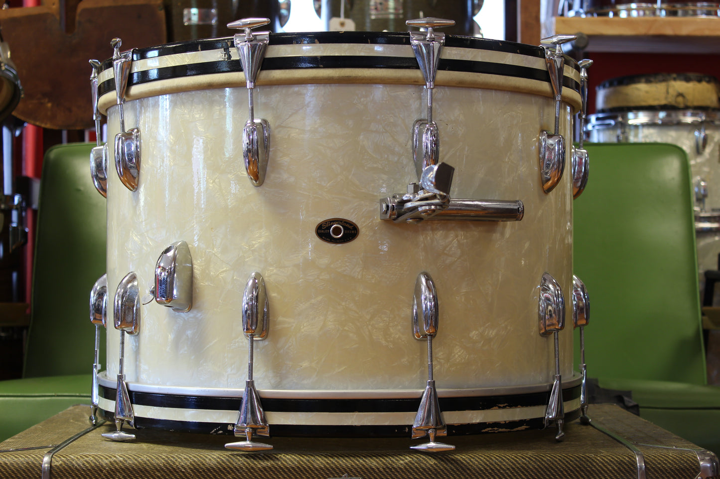 1960s Slingerland Gene Krupa Deluxe in White Marine Pearl 14x22 16x16 8x12