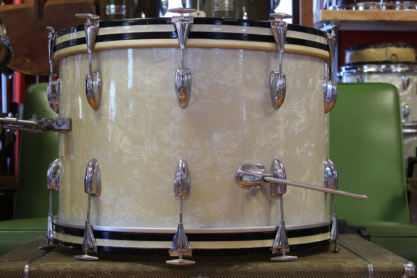 1960s Slingerland Gene Krupa Deluxe in White Marine Pearl 14x22 16x16 8x12