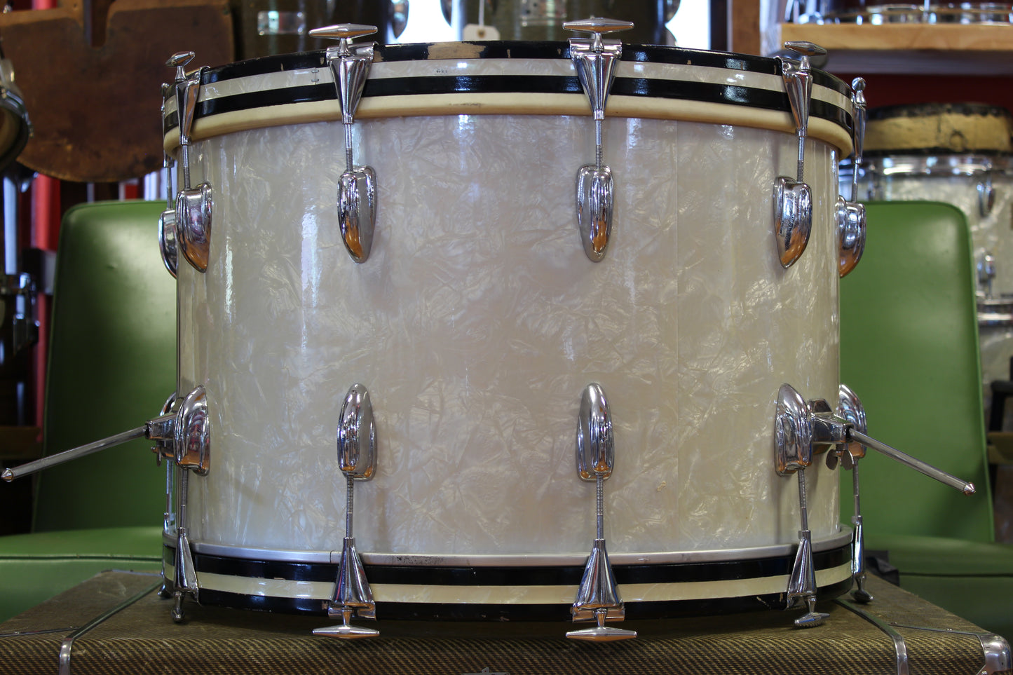 1960s Slingerland Gene Krupa Deluxe in White Marine Pearl 14x22 16x16 8x12