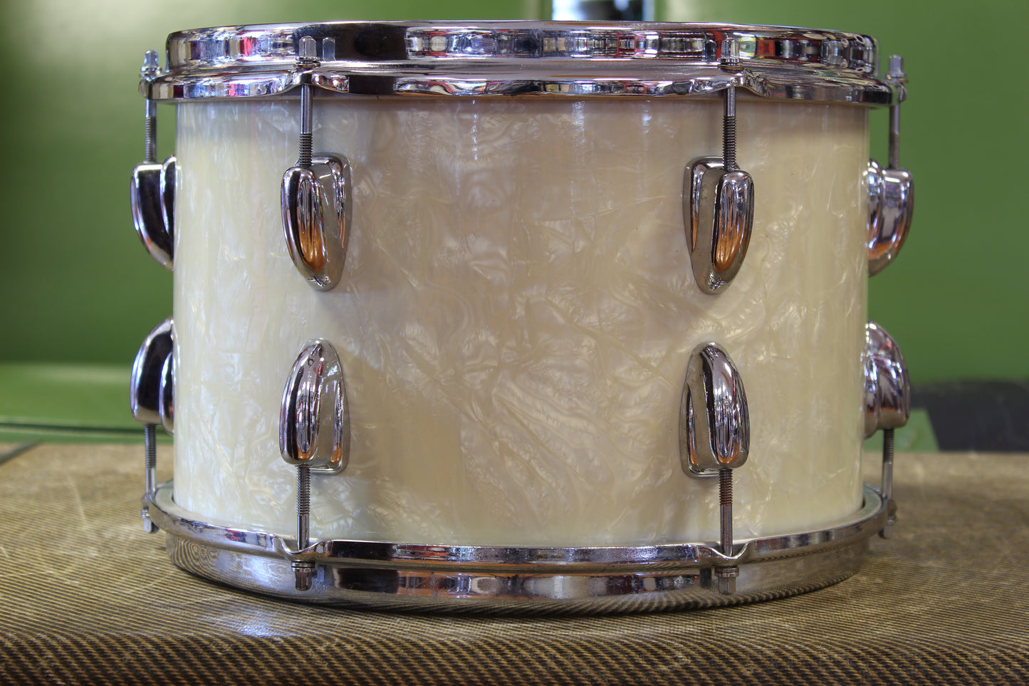 1960s Slingerland Gene Krupa Deluxe in White Marine Pearl 14x22 16x16 8x12