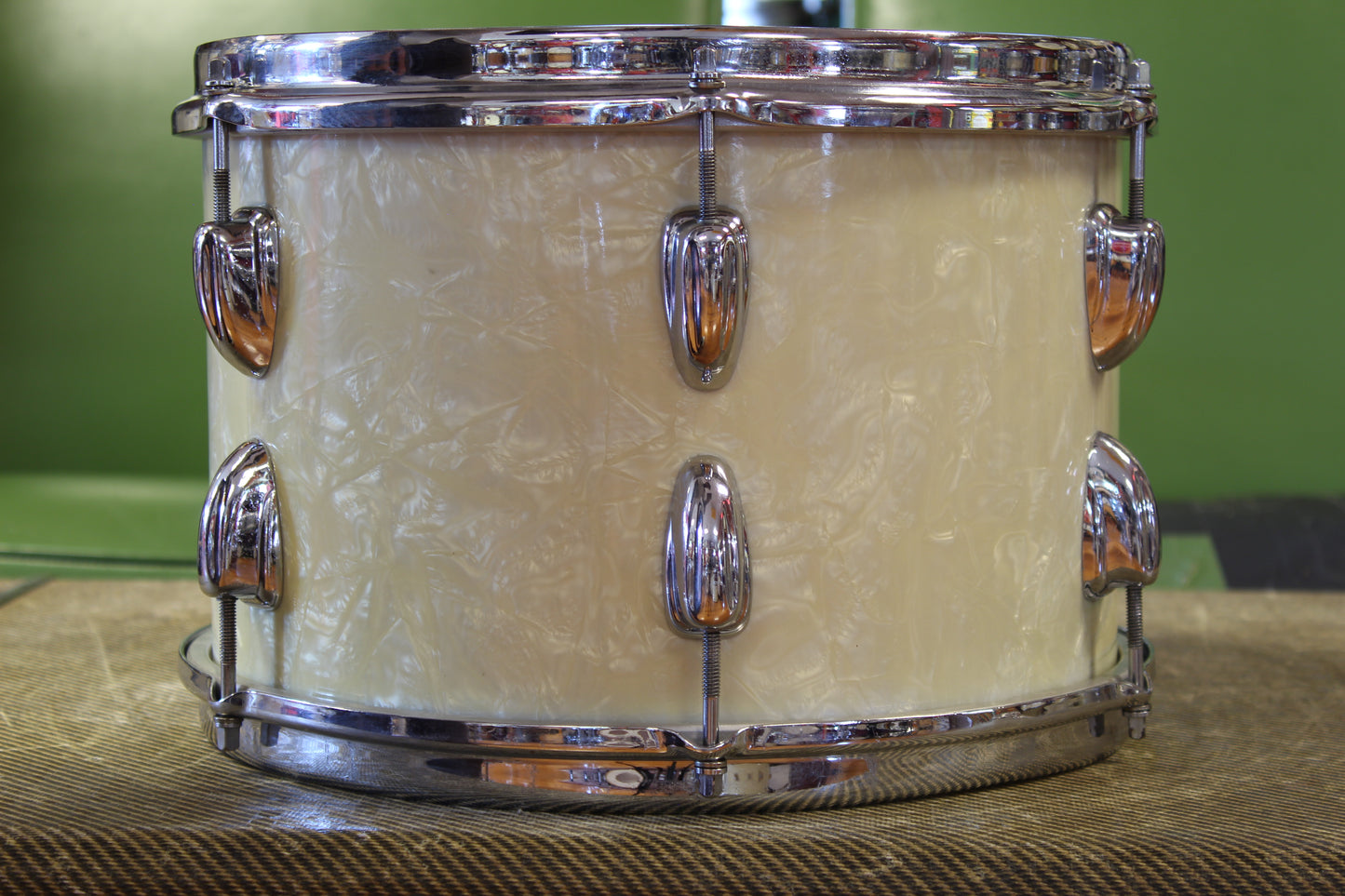 1960s Slingerland Gene Krupa Deluxe in White Marine Pearl 14x22 16x16 8x12