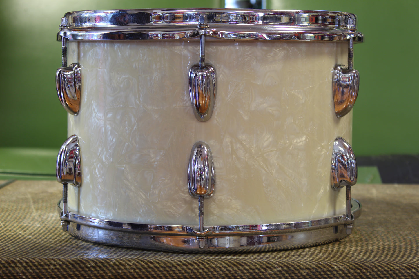 1960s Slingerland Gene Krupa Deluxe in White Marine Pearl 14x22 16x16 8x12