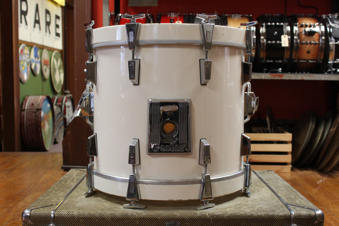 1980s Sonor Lite Outfit in White Lacquer 15x18 16x15 8x12