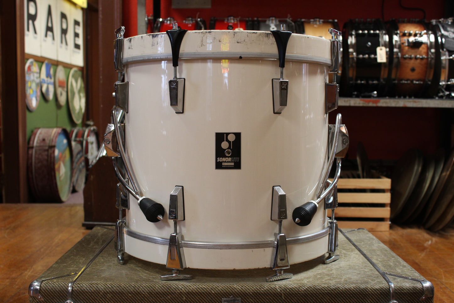 1980s Sonor Lite Outfit in White Lacquer 15x18 16x15 8x12