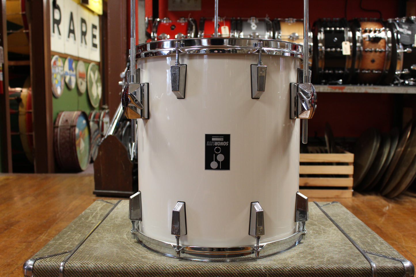 1980s Sonor Lite Outfit in White Lacquer 15x18 16x15 8x12