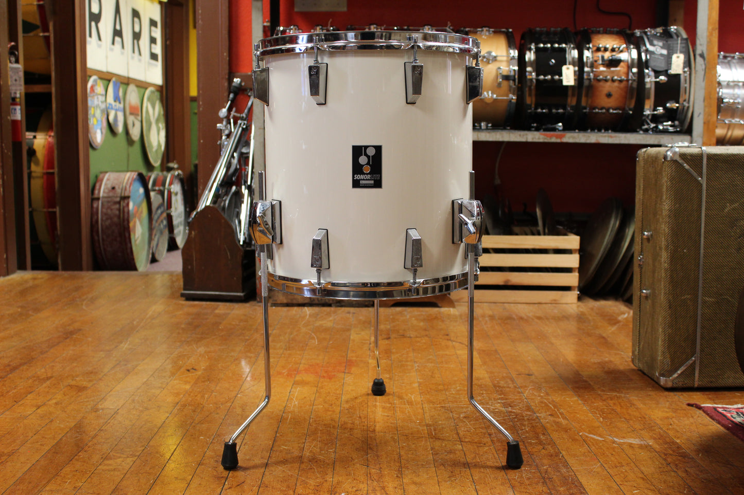 1980s Sonor Lite Outfit in White Lacquer 15x18 16x15 8x12