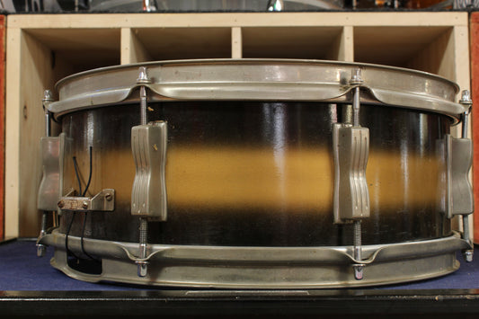 1960 Ludwig 5x14 Transition Badge Jazz Festival Snare Drum in Black and Gold Duco