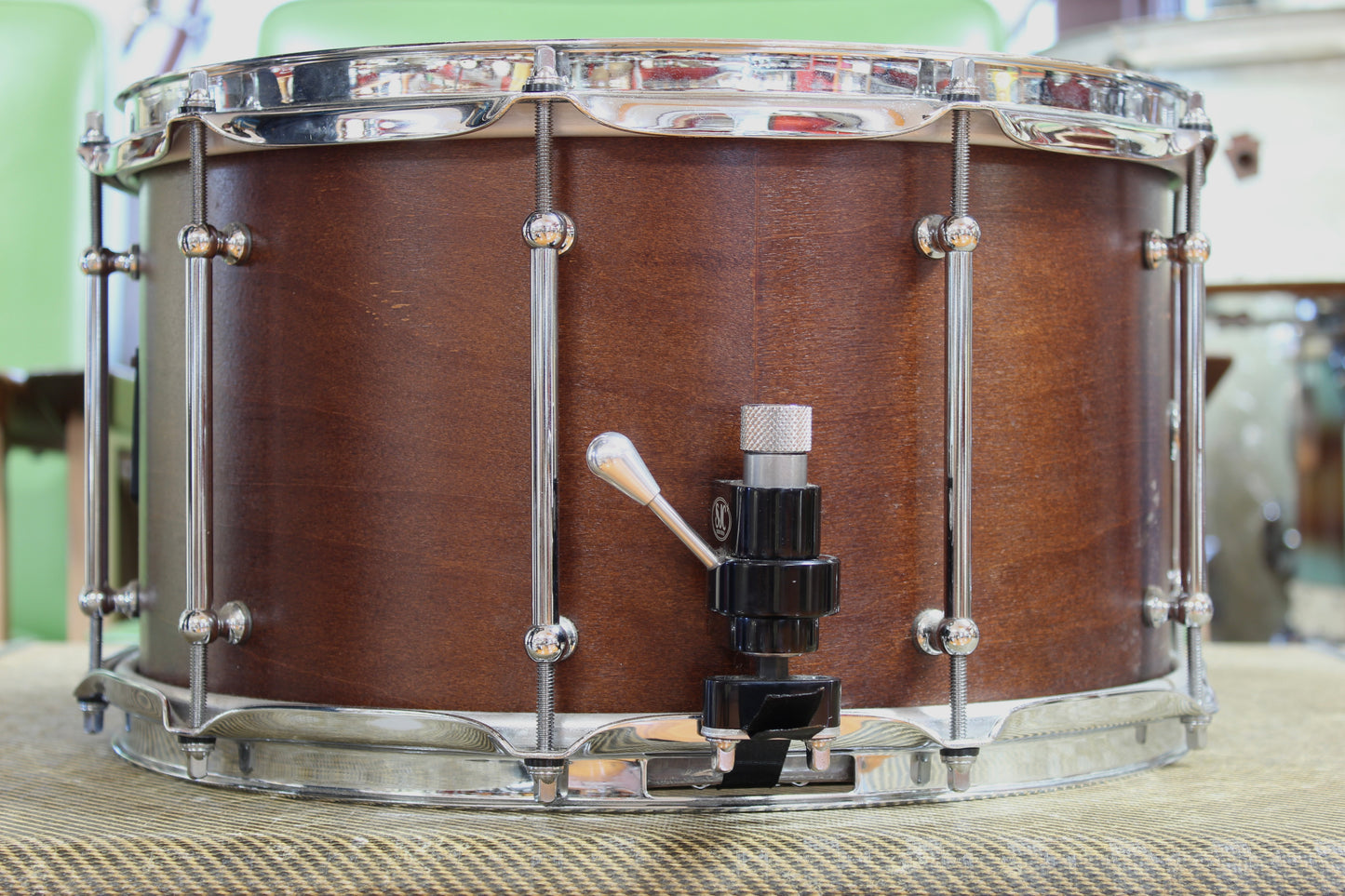 SJC Custom Drums 8"x14" Snare Drum in Mahogany Satin Stain