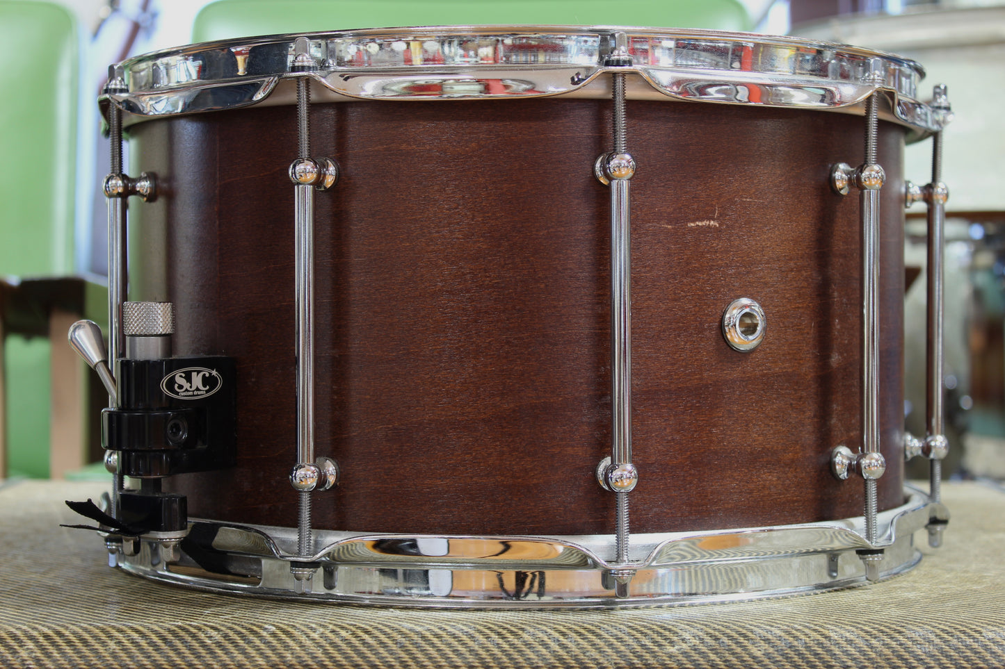 SJC Custom Drums 8"x14" Snare Drum in Mahogany Satin Stain