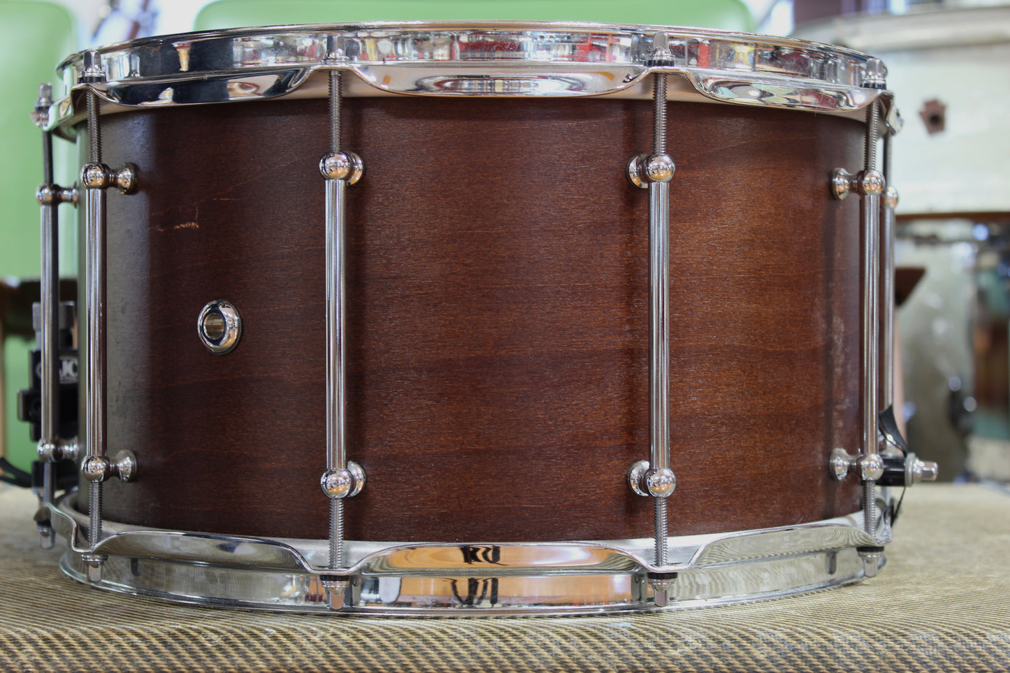 SJC Custom Drums 8"x14" Snare Drum in Mahogany Satin Stain