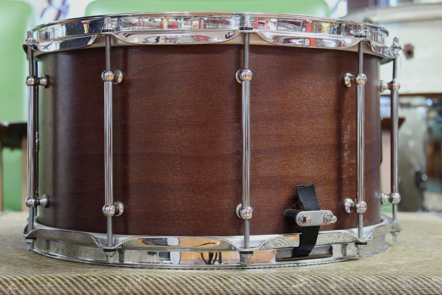 SJC Custom Drums 8"x14" Snare Drum in Mahogany Satin Stain
