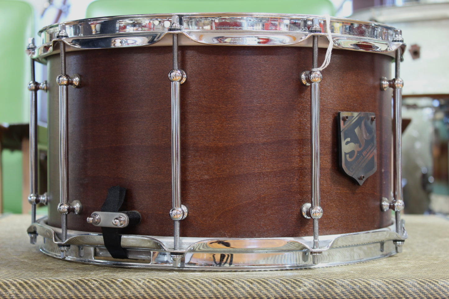 SJC Custom Drums 8"x14" Snare Drum in Mahogany Satin Stain